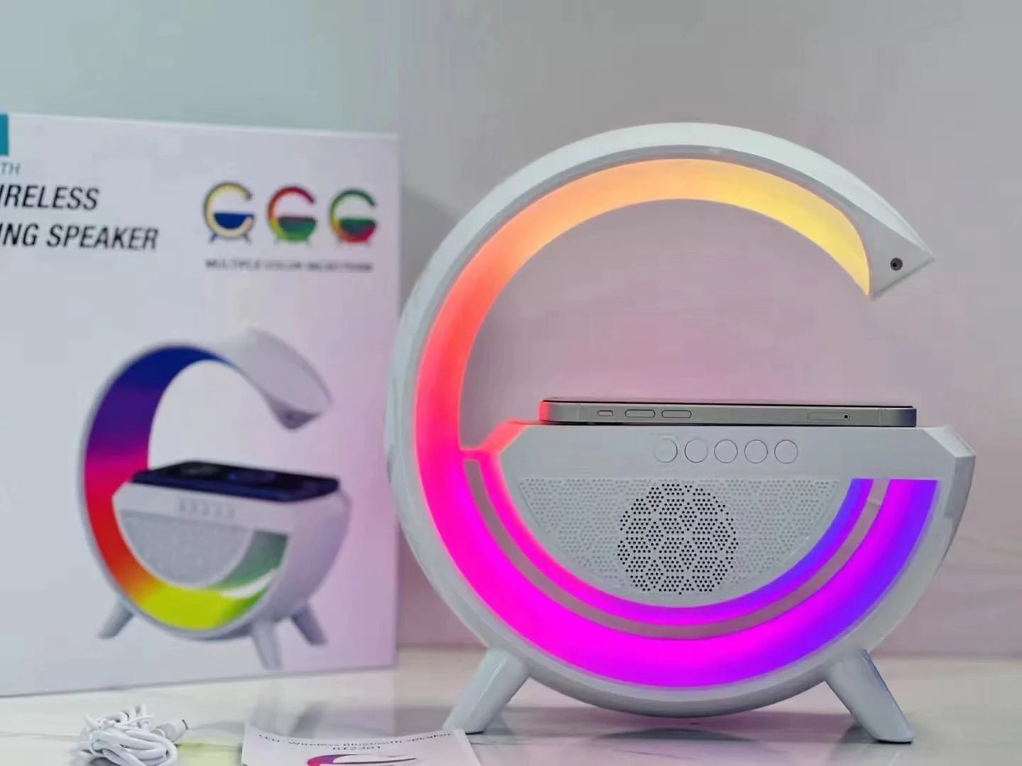 Led wireless charger speaker