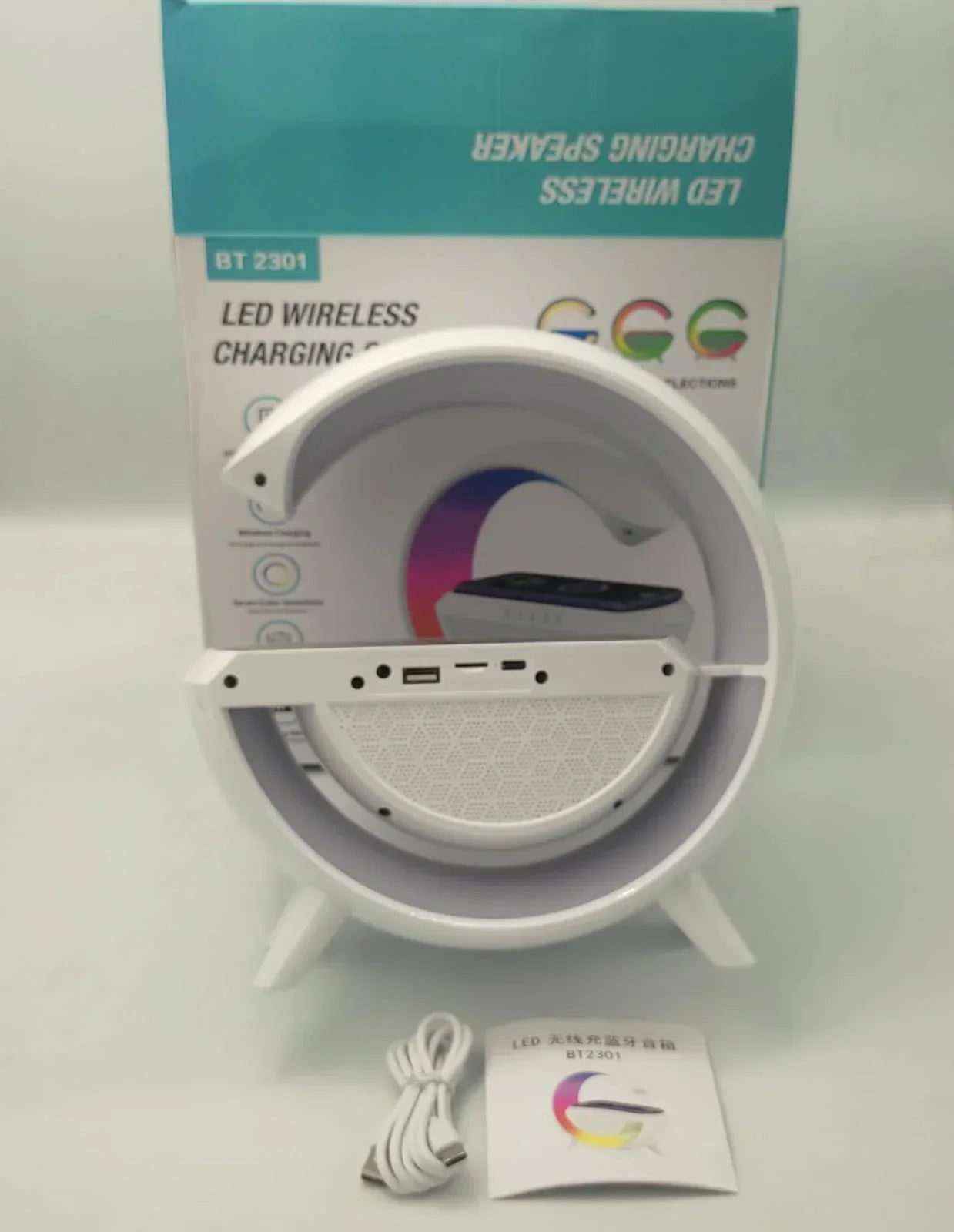 Led wireless charger speaker