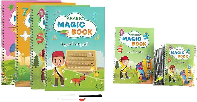 English + Arabic + Maths + Drawing Magic Books ( 4 piece )